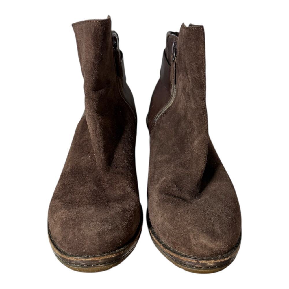 Cole Haan Shoes Women 6.5 B Brown Suede Rayna Waterproof Leather Wood Wedge Boot - Picture 3 of 9